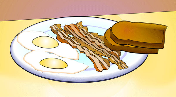 bacon eggs breakfast